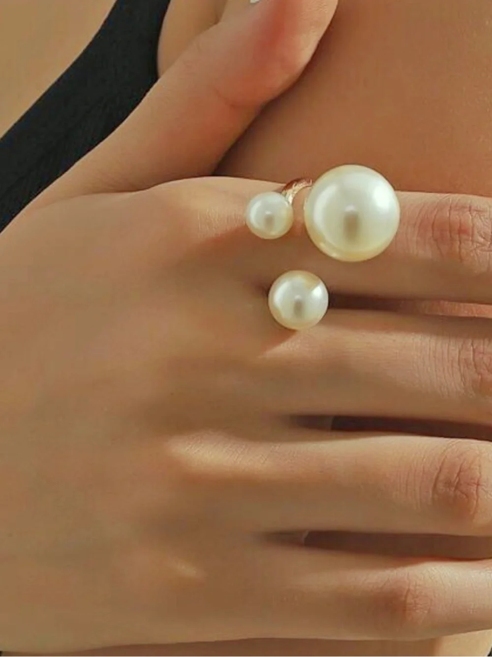 ✨3for$38  New Faux Pearl Trio Adjustable Statement Ring Pearl Illusion Cuff Ring